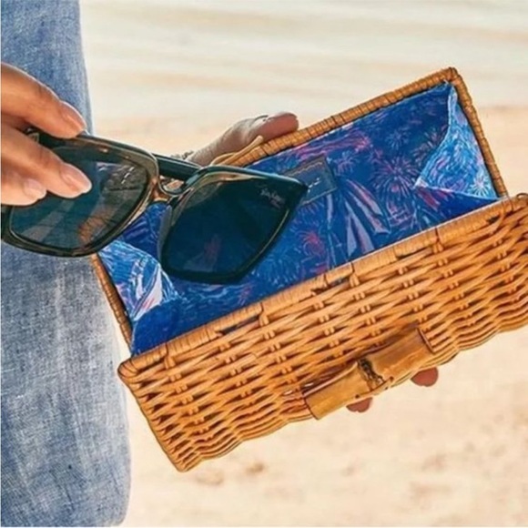 NWT Lilly Pulitzer Wicker Rattan Case Clutch Its A Sailabration - Picture 5 of 16